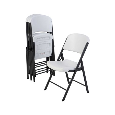 White Plastic Seat Metal Frame Outdoor Safe Folding Chair (Set of 4) - Bellso